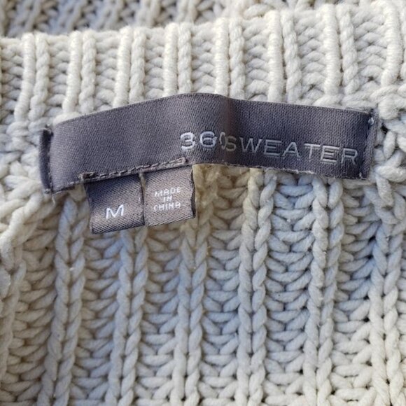 5/$100 SALE - 360 Sweater  Ivory Chunky Knit Cuffed Sleeve - Picture 6 of 7